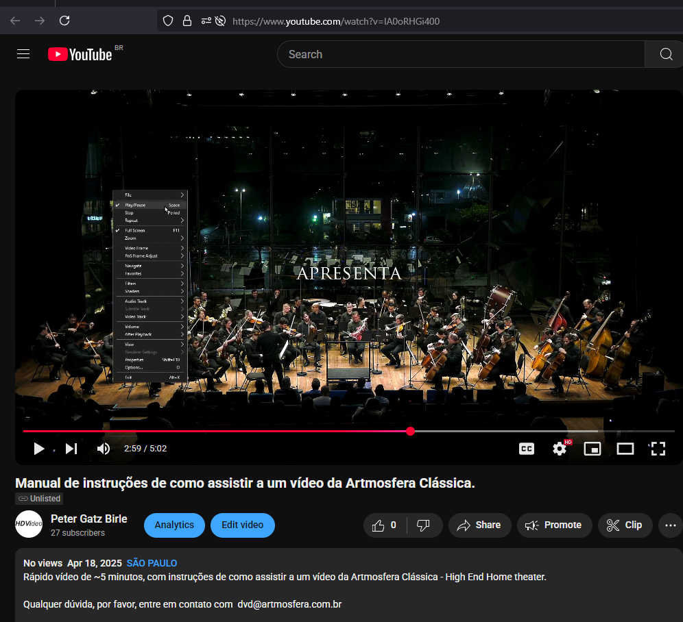 Vídeo com instruções de comom usar os vídeos da Artmosfera Clássica.