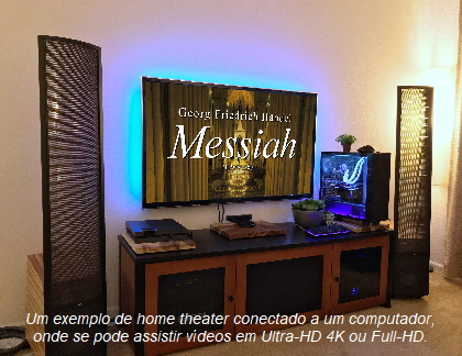 HomeTheater com computador conectado na TV ou smart TV.